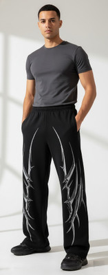 Nikolov Printed Men Black Track Pants