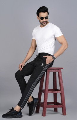 jorkk Striped Men Black Track Pants