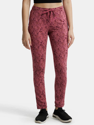 JOCKEY 1301 Super Combed Cotton Elastane Stretch Printed Women Pink Track Pants