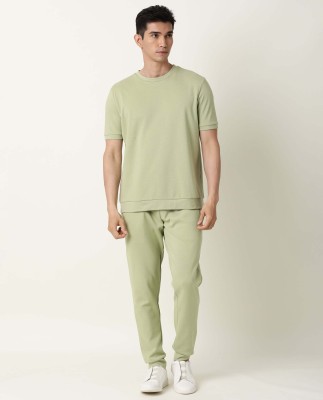 Rare Rabbit Solid Men Green Track Pants