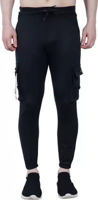 Wild Magic Self Design Men Black Track Pants