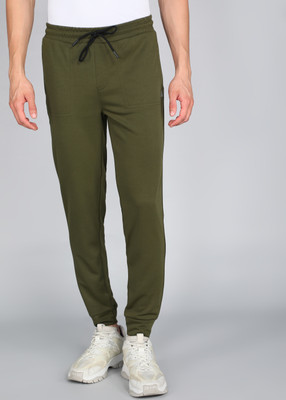 Adrenex Solid Men Dark Green Track Pants