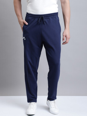 A nd J Solid Men Dark Blue Track Pants