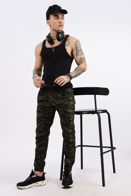 24 Street Solid Men Green Track Pants