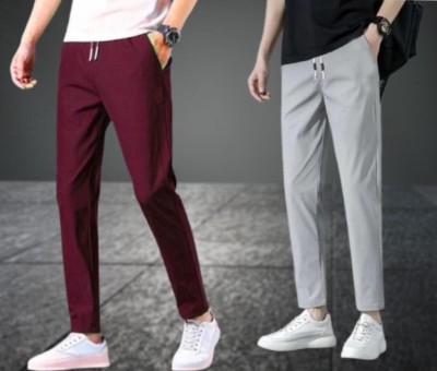 AMGARMENTS Solid Men Maroon, Grey Track Pants