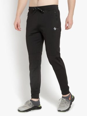 John Ally Solid, Embellished, Self Design Men Black Track Pants