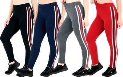 YUALIN CREATION Striped Women Red Tights