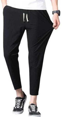 HoC Solid Men Black Track Pants