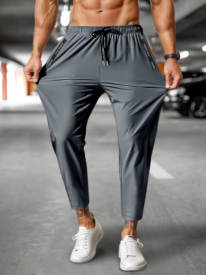 KIZAAR Solid Men Black Track Pants
