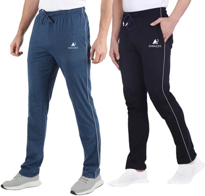 Diwazzo Solid Men Dark Blue, Black Track Pants