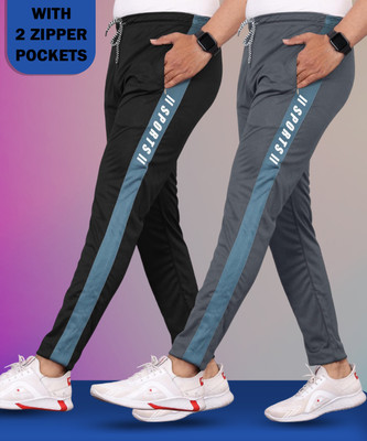 Auryx nx Striped Men Black, Blue Track Pants