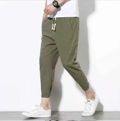 IRHA Solid Men Olive Track Pants