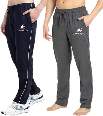 Diwazzo Graphic Print Men Dark Blue, Grey Track Pants