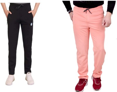 Aarav Boss Solid Men Pink, Black Track Pants