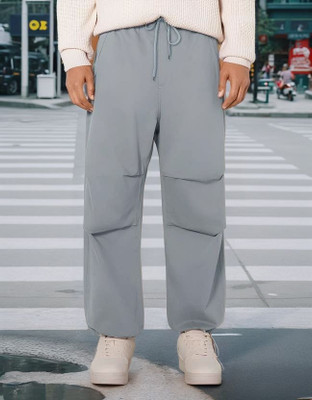 Jump Cuts Solid Men Grey Track Pants