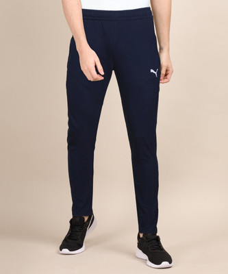 PUMA Zippered Jersey Sweatpants Solid Men Blue Track Pants