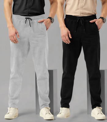 HouseOfCommon Solid, Printed Men Black, Grey Track Pants