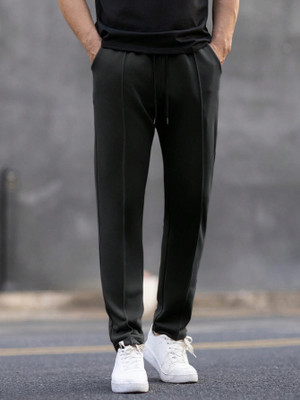 Paralians Solid Men Black Track Pants