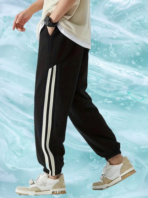 Style Sizzle Striped Men Black Track Pants