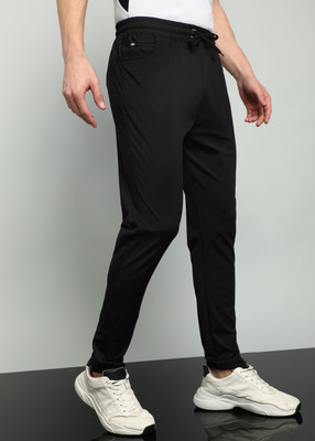 YUNEK Solid Men Black Track Pants