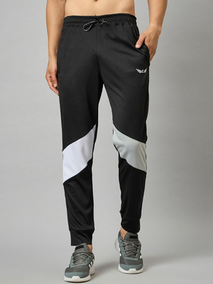 Chrome & Coral Colorblock Men Black Track Pants