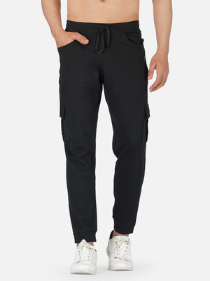 IMPERATIVE Solid Men Black Track Pants