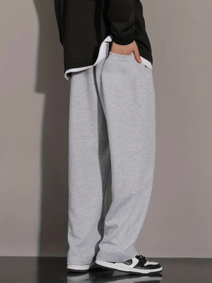 Dockstreet Solid Men Grey Track Pants