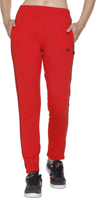 Colors & Blends Solid Women Red Track Pants
