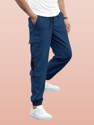 GIBBONTE Self Design Men Blue Track Pants