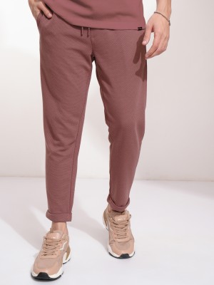 HIGHLANDER Popcorn Structured Solid Men Pink Track Pants