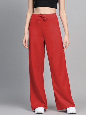 SASSAFRAS Solid Women Red Track Pants