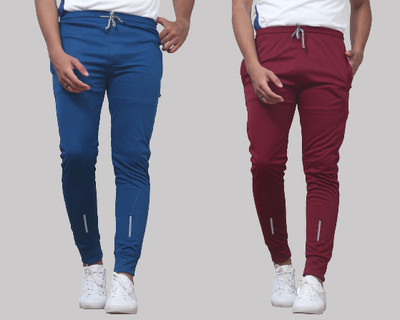 Suzaro Solid Men Maroon, Dark Blue Track Pants