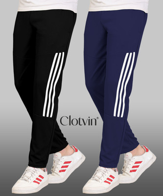 Clotvin Striped Men Light Blue Track Pants