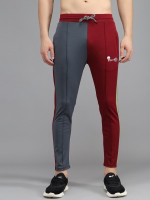 Veltick Colorblock Men Grey, Red Track Pants