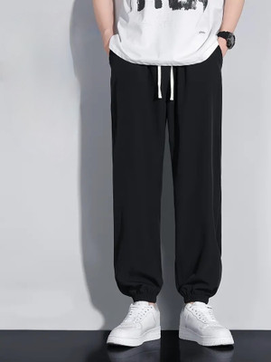 Dockstreet Solid Men Black Track Pants