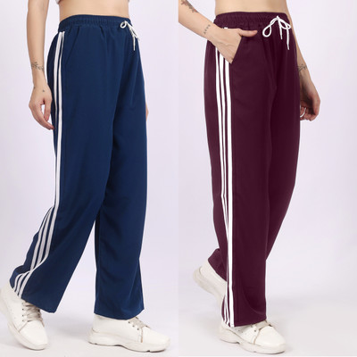 Aileyis Striped Women Blue, Multicolor Track Pants
