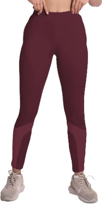 Veeva Beauty & Fashion Solid Women Maroon Tights