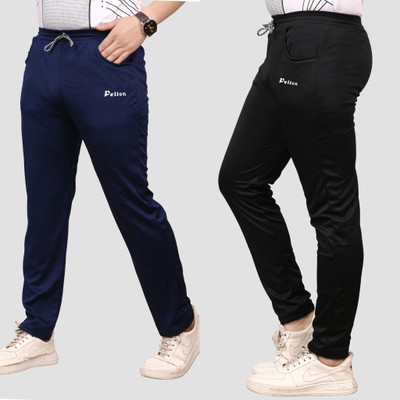 pelton Solid, Printed Men Blue, Black Track Pants