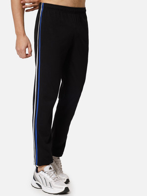 9LKHA Solid Men Black Track Pants