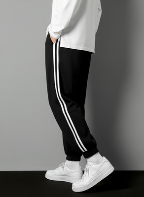Dockstreet Striped Men White Track Pants