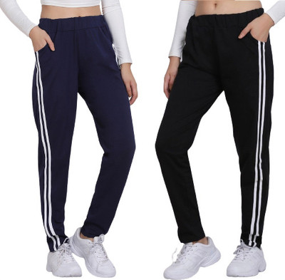 EXOLACE Striped Women Black, Blue Track Pants