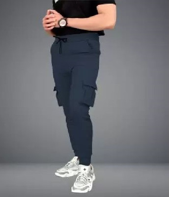 J FLISE Solid Men Dark Blue Track Pants
