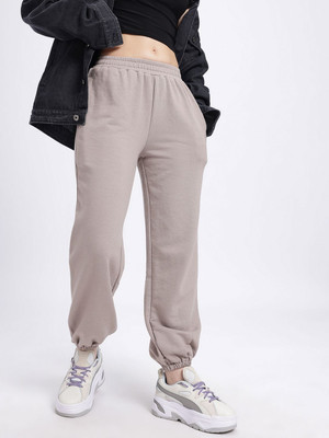 Glitchez Solid Women Brown Track Pants
