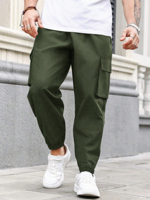 NOBERO Solid Men Green Track Pants