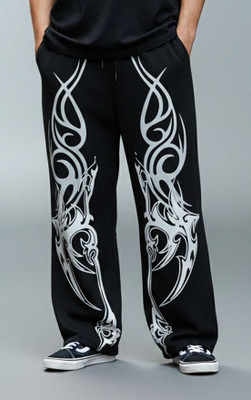 ZEN1FASHION Graphic Print Men Black Track Pants