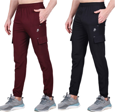 BLACK COOL Solid Men Maroon, Black Track Pants