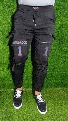 JAKCOM Washed, Printed, Self Design Men Black Track Pants