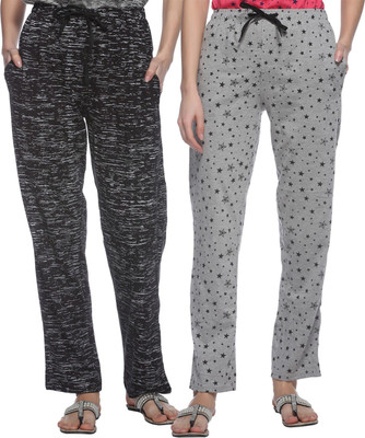 HouseOfCommon Self Design Women Black, Grey Track Pants