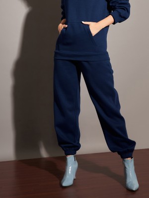 SASSAFRAS Solid Women Dark Blue Track Pants