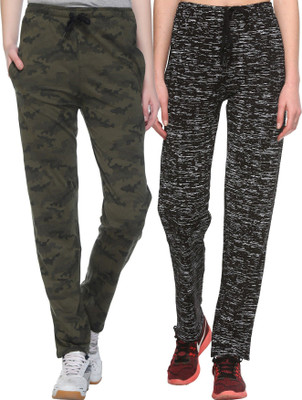 Weboasis Printed Women Green Track Pants